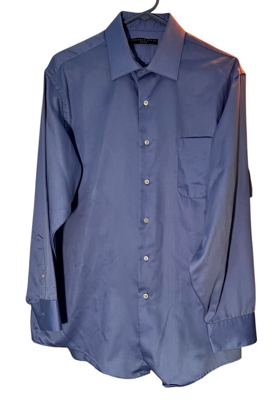 Geoffrey Beene Fitted Blue Shirt Button Down Long Sleeve Size 15.5 32/33